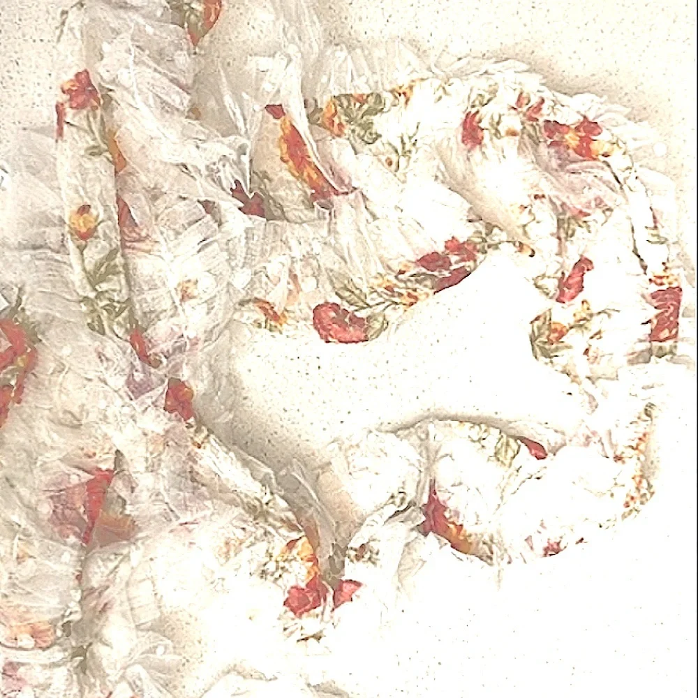 Scarf Lace Ivory Floral Red Orange print Lightweight Beachy Casual NEW